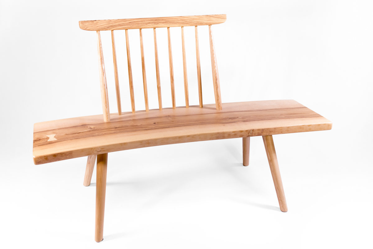banc en bois avec dossier Pols Potten, design scandinave, bois massif, agence Parade