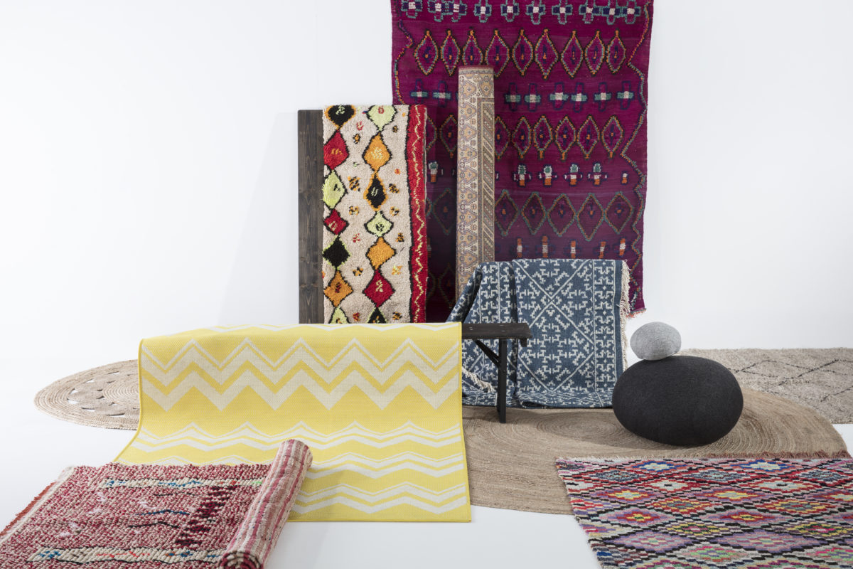 divers tapis en jute, tapis marocains, tapis boucherouite agence Parade