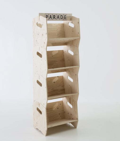 présentoir en bois, agence PARADE